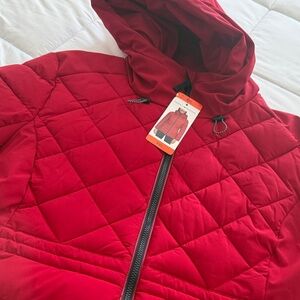 Tommy Hilfiger Red Quilted Hooded Jacket